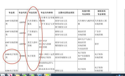电子商务属于专业类别划分表